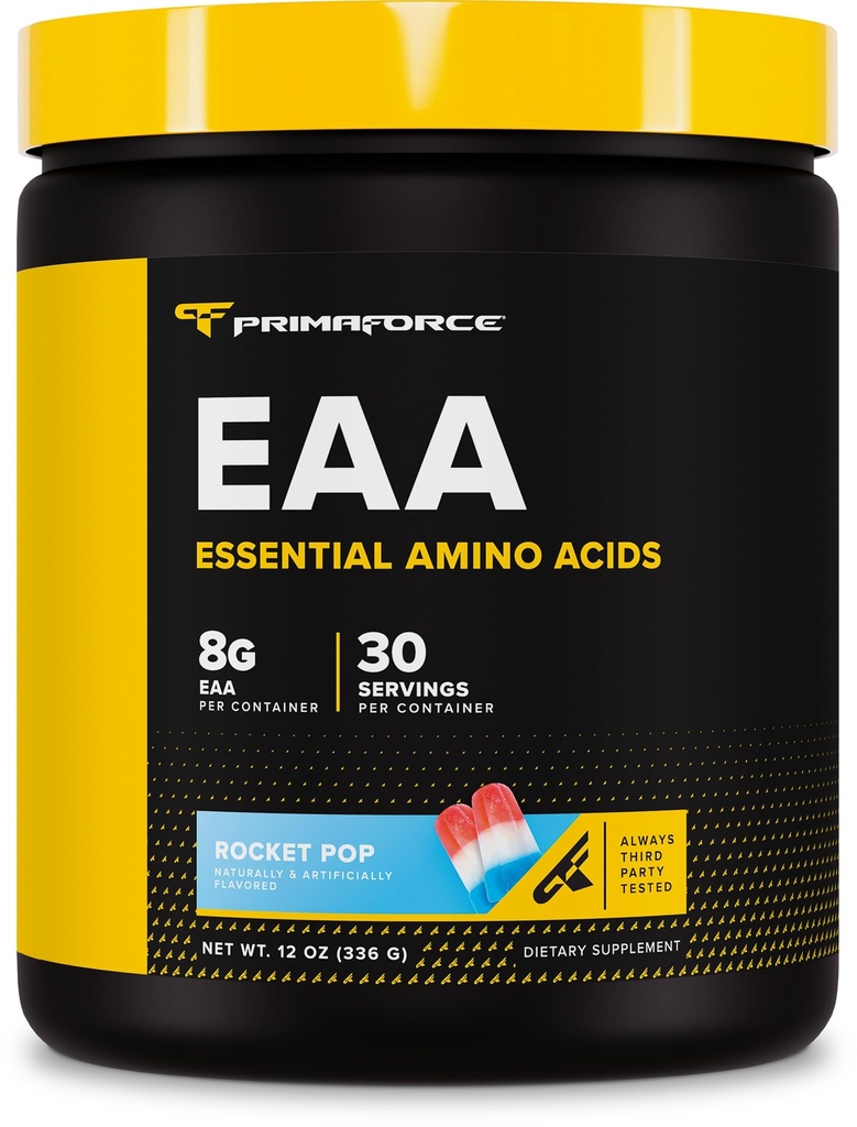 Poudre d'EAA Primaforce (30 portions, aromatisant pop de Rocket) - Acides aminés essentiels pour l'entraînement et la récupération pré/intra - sans OGM et sans gluten