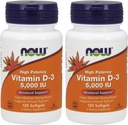 NOW Vitamin D-3 5,000 IU,120 Softgels (Pack of 2)