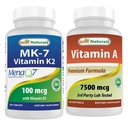 Meilleure vitamine naturelle K2 (MK7) avec D3 et vitamine A 25000 UI