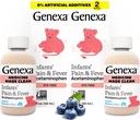 Genexa Infantiles' Acétaminophène propre , Ingrédients préférés des pédiatres , anti-douleur et réducteur de fièvre pour bébés , sans colorant , 0% Additifs artificiels , Bio Blueberry Flavor , 4 fl oz (2 Pack)