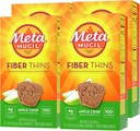 Métamucil, Thins de fibre, Supplément quotidien de fibre de mousse de Psyllium, Soutient la santé digestive et Satisfies faim, Apple Crisp Flavor, 48 portions totales (4 paquets de 12)