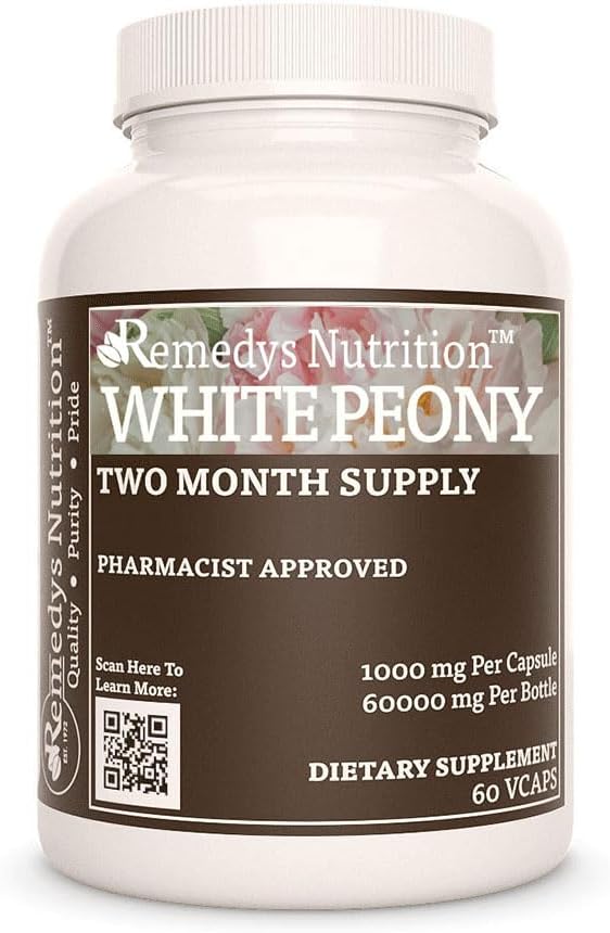Remedy's nutrition White Peony | 1,000 mg, 60 Vegan Capsules Herbal Dietary Supplement | Two Month Supply