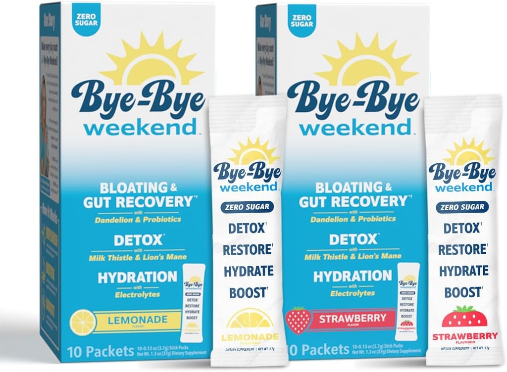 Detox Drink Mix w/Electrolytes - for Bloating, Recovery, Fatigue, Brain Fog - Probiotics, Lion’s Mane, Milk Thistle - Zero Sugar Variety Pack - 20 Pack