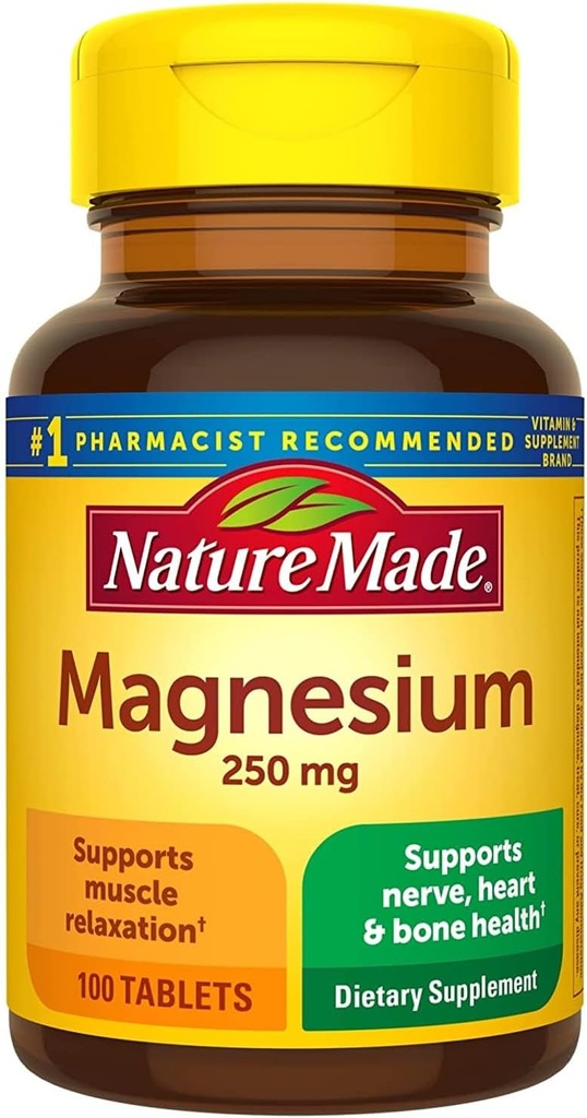 NATURE MADE Magnésium, 250 mg, Comprimés, 100 ct
