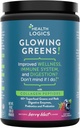 Logiques de santé Glowing Greens Superfood Powder with Collagen Peptides, Enzymes digestifs, Prébiotiques et Probiotiques – Antioxydants, Améliorer le bien-être, Immune, Digestion et Gut Health Support