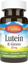 Carlson - Lutéine et Verts, 20 mg, Support de la vision et fonction oculaire, Antioxydant, 30 capsules végétariennes