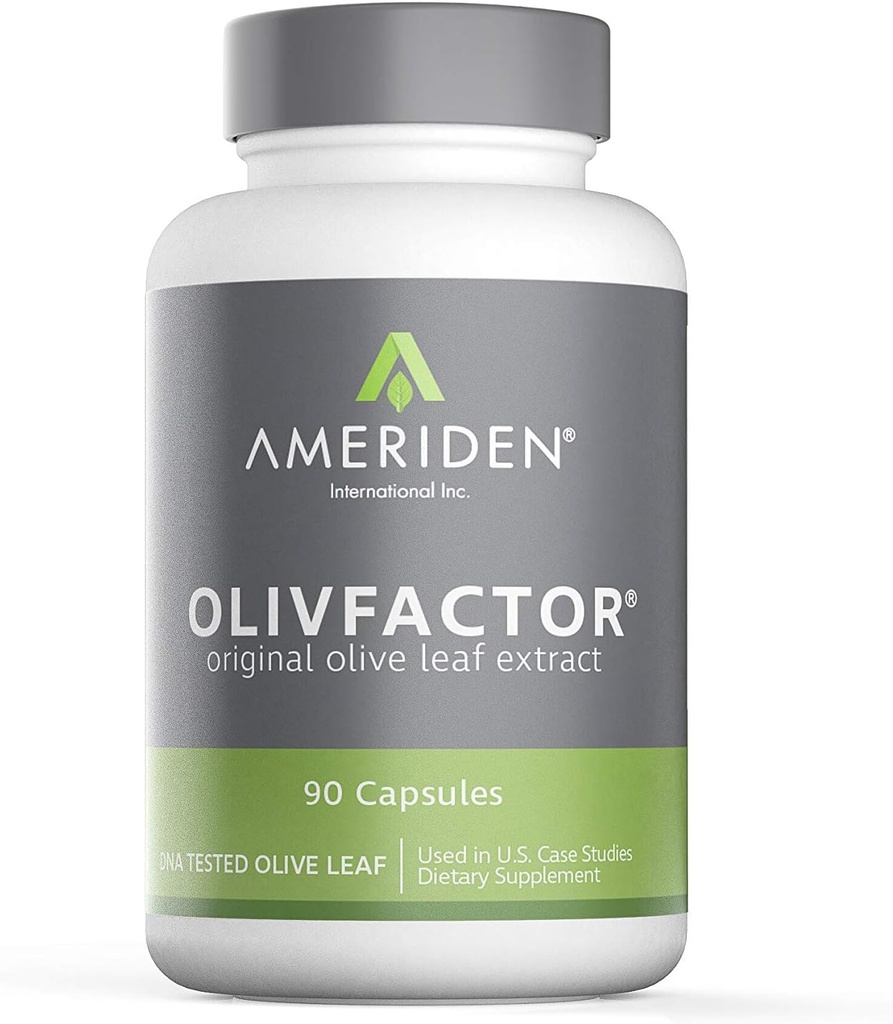 OLIVFACTOR- Extrait de feuille d'olive original-ADN testé Potent 20% Oleuropein actif normalisé 90 Vcaps 525mgs