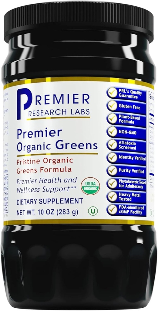 Premier Research Labs Premier Bio Greens - Super Greens Powder, Greens Superfood Powder for Drinks, Green Juice, Nutrition Support, Supergreens for Men & Women, Spinach, Alfalfa, Chlorella - 10 oz