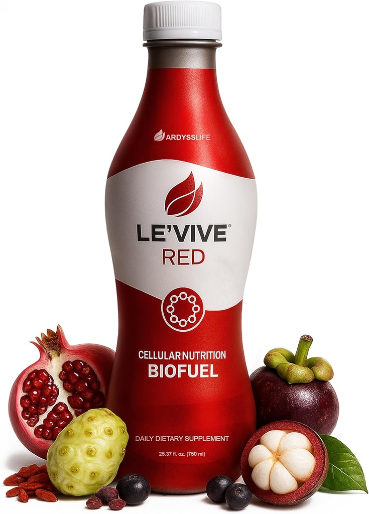 Ardyss Le.Vive Red Superfruit Jus, Acai, Goji Berry, grenade, Noni & Mangosteen – Mélange antioxydant pour l'énergie, la désintoxication et la peau – 25.37 fl oz