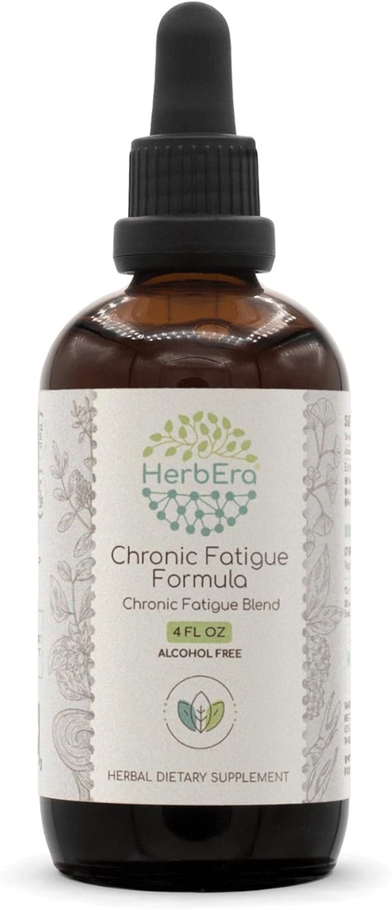HerbEra Formule de Fatigue chronique B120 Teinture d'extrait sans alcool : racine de ginseng sibérienne, racine d'Ashwagandha, racine de réglisse, feuille de Biloba de Ginkgo, champignon Reishi. Mélange de fatigue chronique 4 Fl Oz