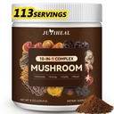 10-en-1 Poudre de champignons, Complexe de champignons - Lions Mane, Reishi, Shiitake, Chaga, Turkey Tail, Cordyceps, Maitake & More, Poudre de complément de champignons pour l'énergie, la mémoire, le focus et le soutien immunitaire 8oz