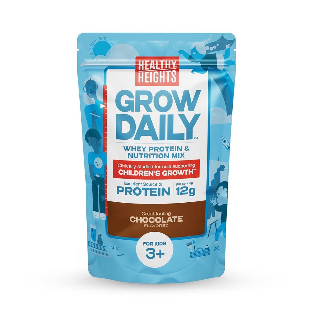 Healthy Heights Grow Daily Kids Protein Drink Mix (Chocolate) - High Protein Shake for Kids 3+