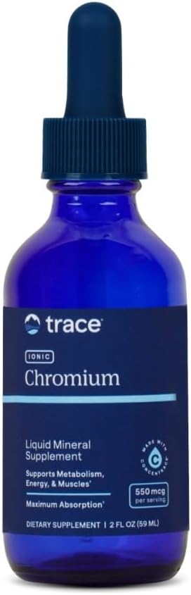 Trace Minerals Ionique Chromium 550 mcg - Supplément alimentaire pour soutenir la croissance de l'énergie et des muscles - Supplément de goutte liquide avec Magnésium, Chrome, Chlorure et plus - 2 fl oz (environ 48 portions)