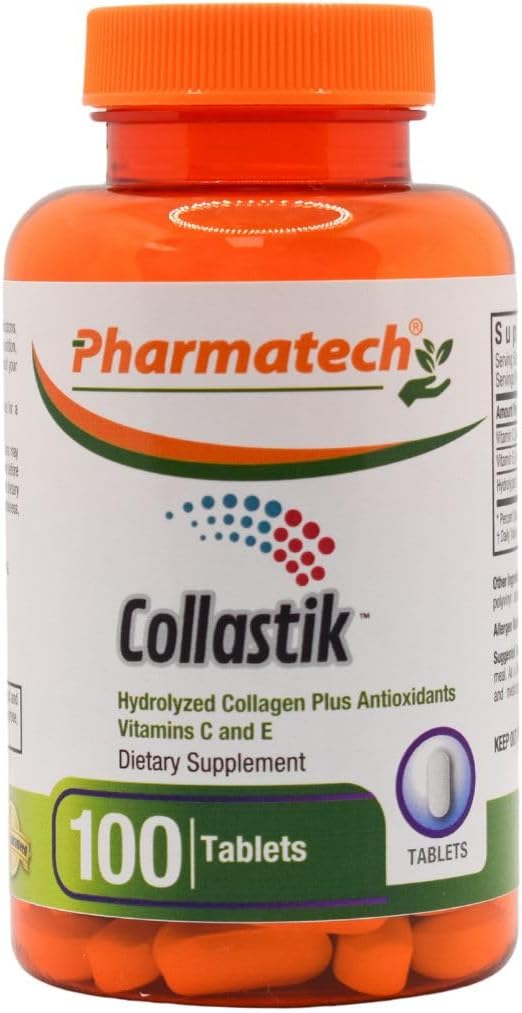 Collagène hydrolysé et vitamines C et E pour les femmes. Santé de la peau et des ongles, supplément de formule Premium Collagen Plus antioxydants, 100 comprimés, Collastik