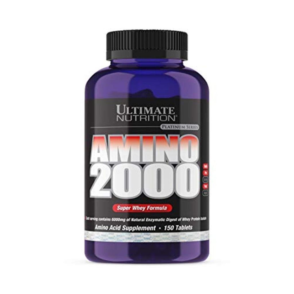 Ultimate Nutrition Amino 2000 Comprimés, formule Super Whey, suppléments acides aminés avec L-Leucine, L-Isoleucine et L-Valine, 2000mg, 150 comprimés