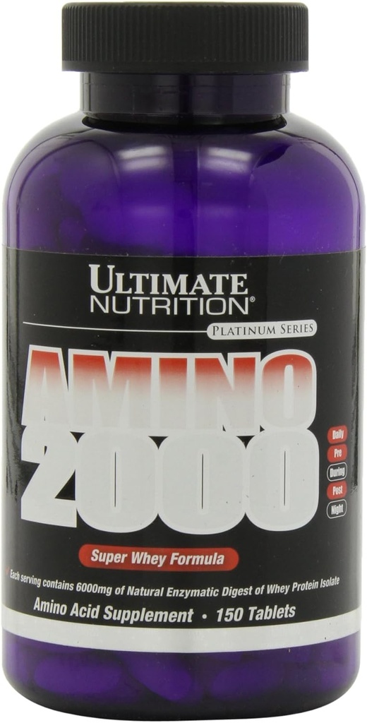 Ultimate Nutrition Amino 2000 Comprimés, formule Super Whey, suppléments acides aminés avec L-Leucine, L-Isoleucine et L-Valine, 2000mg, 150 comprimés