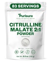 Poudre L-Citrulline de purisure 250g, supplément de malate de Citrulline 2:1 pour la performance de résistance et l'énergie, poudre de malate de Citrulline pré-entraînement - améliorer les pompes musculaires et la récupération - 83 portions