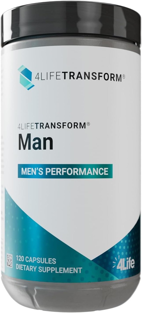 4Life Transform Man - Supplément Vitalité Homme pour Stamine et Bien-Être - L-Citrulline, Vitamine D3 et Ginseng Coréen - 120 Capsules à base de légumes