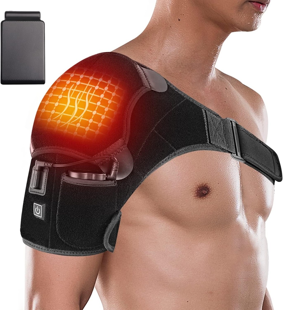 Cordless Shoulder Heating Pad with Battery,Heated Shoulder Brace Wrap with 3 Heating Modes for Left Right Shoulder,Portable Electric Wireless Heat Pad for Men Women
