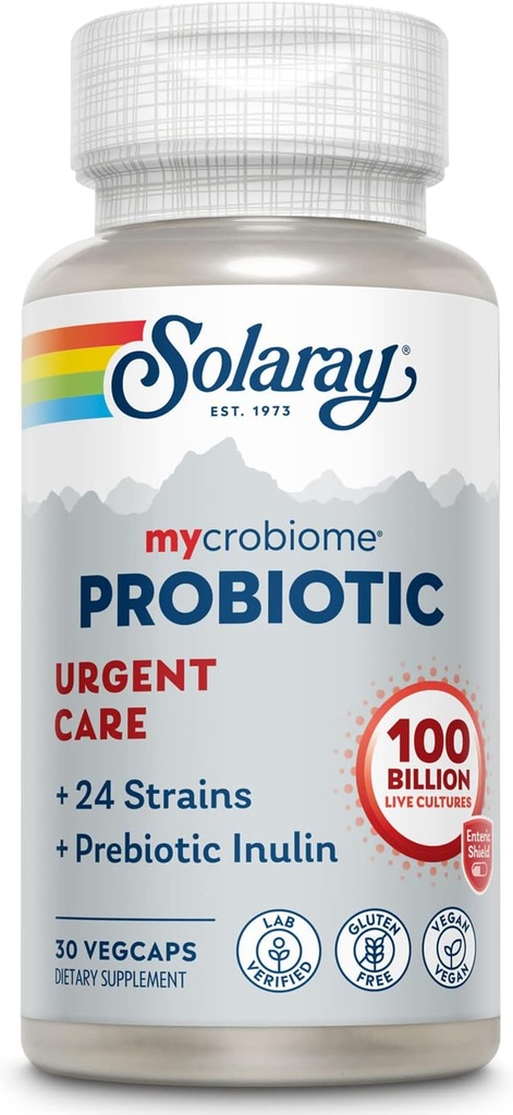 SOLARAY Mycrobiome Probiotic Urgency Care (soins d'urgence probiotiques) Formulés pour soutenir la digestion saine, la fonction immunitaire et plus encore 100 milliards CFU