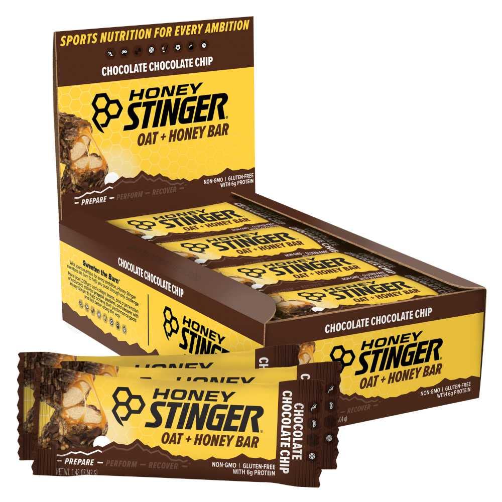 Miel Stinger Avoine + barre de miel, Chocolat croustillant, aliments emballés en énergie pour préparer pour l'exercice, l'endurance et la performance, Sports Nutrition Snack Bar, Pré-entraînement, Protéines, sans gluten, boîte de 12