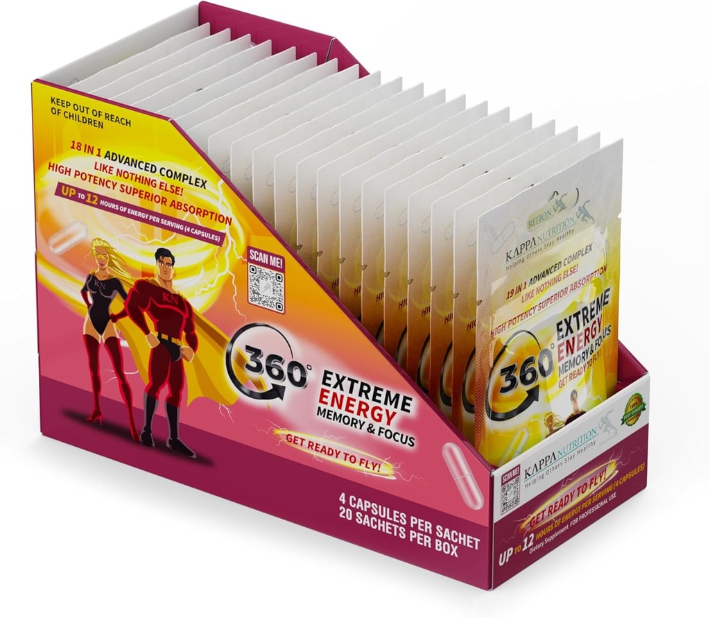 360 Extrême énergie, mémoire et focus (1 affichage 20 sachets (4 capsules ea)
