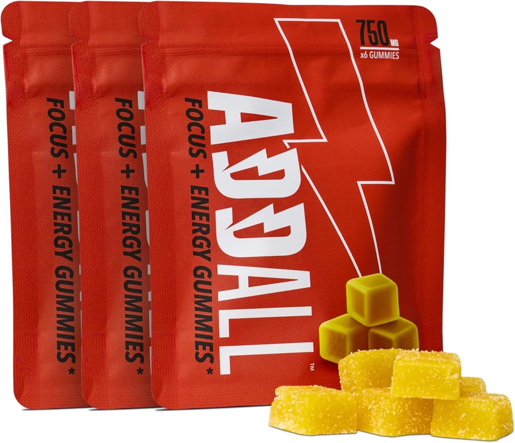 Addall Focus & Energy Gummies 750mg (3 Pack) #1 Supplément Cerveau Alternatif Efficace Substitut Pills Nootropic & Energy