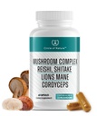 Supplément complexe Brain Booster Mushroom, uplifter naturel avec 10 champignons de fonction, Lions Mane, Reishi, Cordyceps et 7 Plus en Capsules 1330mg Fabriqué aux États-Unis, 60 Capsules