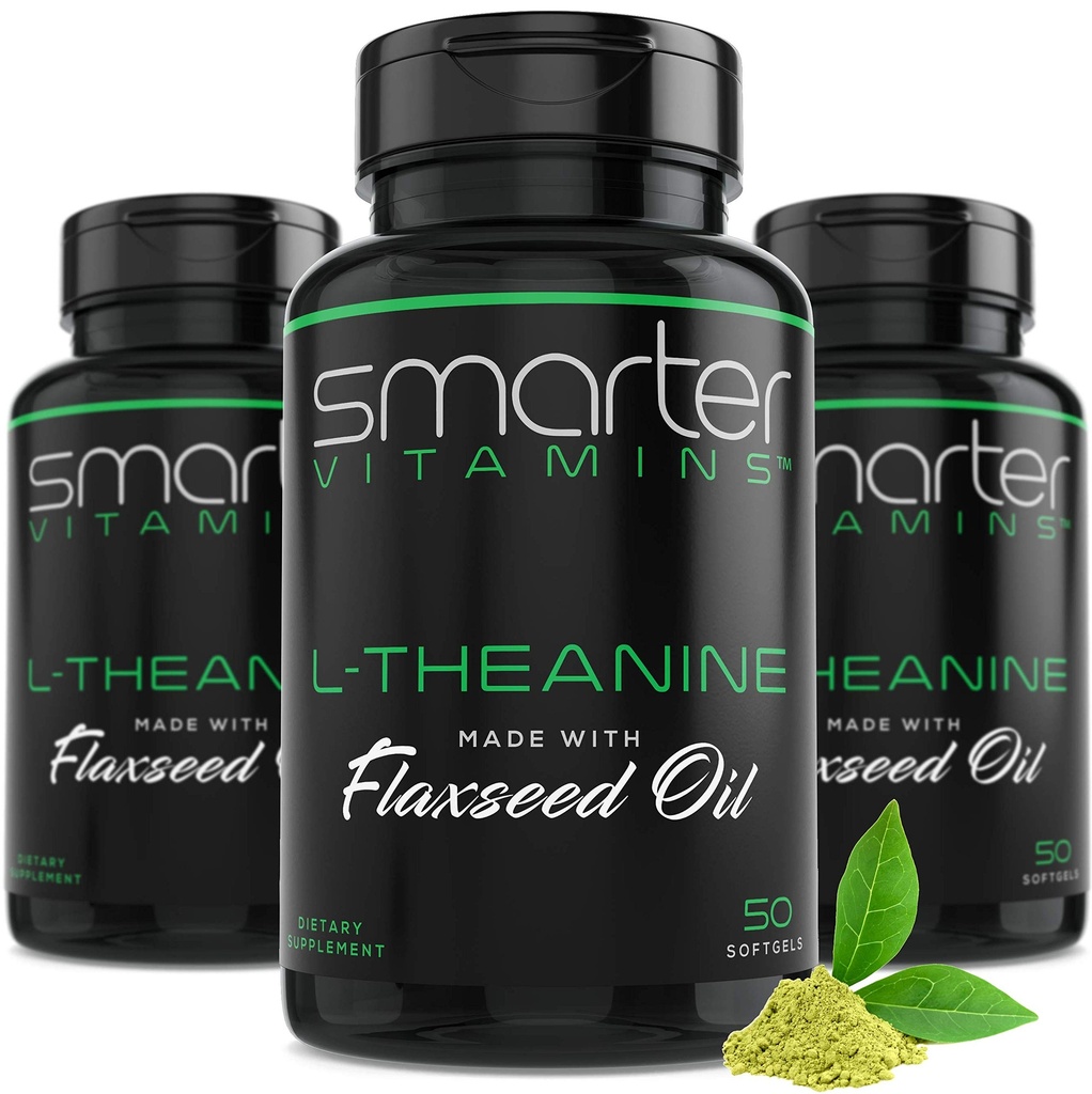 (3 Pack) Smarter L-Theanine 250mg Supplement, in Non-GMO Flaxseed Oil, 150 Liquid Softgels