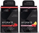 Recherche sportive Hydrate Electrolytes Dynamique Duo - Sans sucre et naturellement aromatisé avec des vitamines, des minéraux et de l'eau de coco - 32 paquets d'hydratation de grenade à cerise et de citronnade de framboise