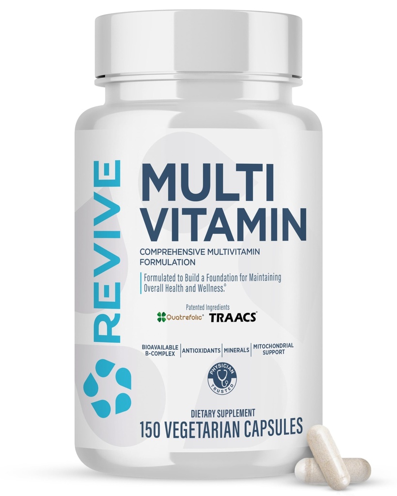 Supplément multivitamine Revive MD pour les hommes et les femmes – La multivitamine quotidienne soutient l'énergie, l'immunité et la santé globale avec des vitamines essentielles, NAC, zinc, magnésium et plus (60 capsules, 30 portions)