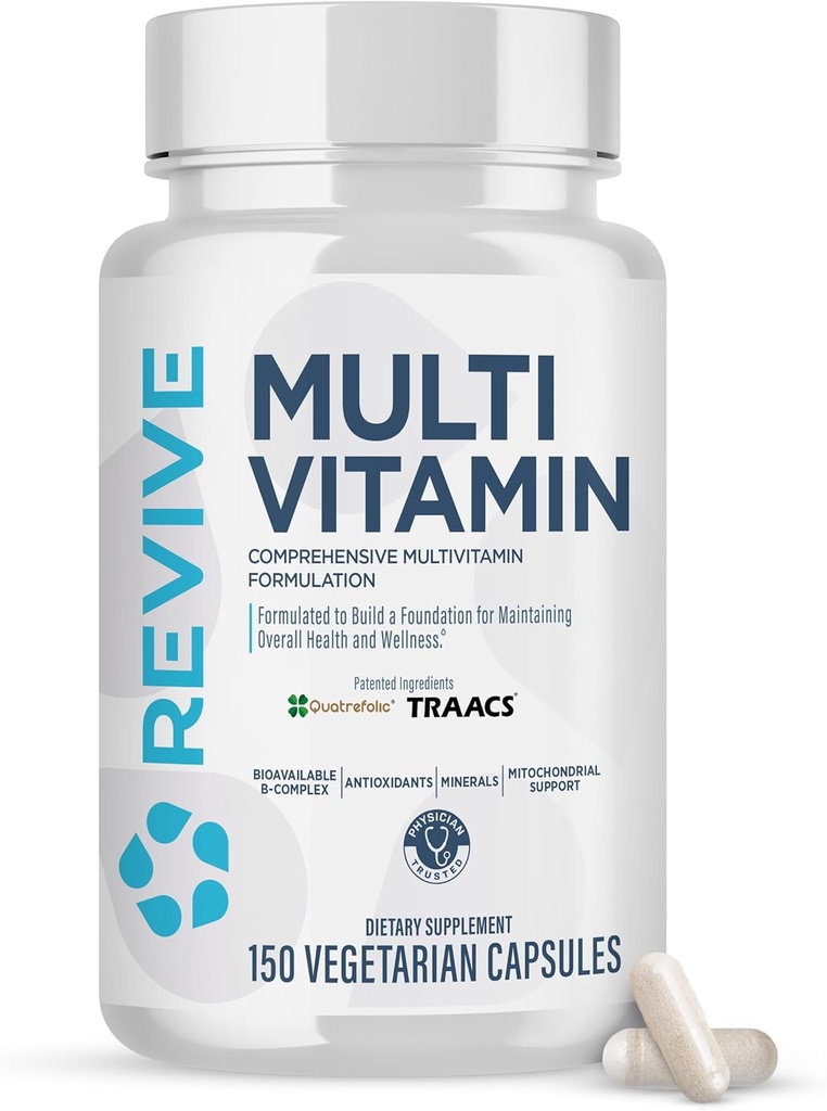 Supplément multivitamine Revive MD pour les hommes et les femmes – La multivitamine quotidienne soutient l'énergie, l'immunité et la santé globale avec des vitamines essentielles, NAC, zinc, magnésium et plus (60 capsules, 30 portions)