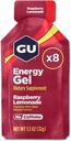 GU Energy Original Sports Nutrition Energy Gel, 8-Count, végétalien, sans gluten, sans casher et sans lait pour toute séance d'entraînement, citronade aux framboises