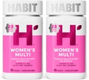 Habit Femmes Multi Supplément 2 Pack (120 Capsules) - Nouveau look, soutient la santé générale et le bien-être, 23 Vitamines et minéraux essentiels, Extraits de fruits, Folate, Fer, B12, Biotine, Non-OGM