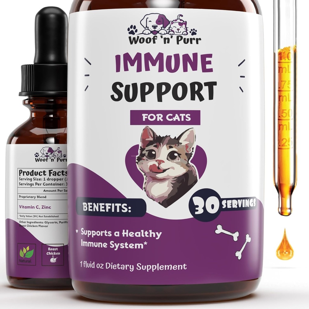 Soutien immunitaire pour les chats - Aide à soutenir un système immunitaire sain - Cat Immune Booster - Soutien immunitaire pour chat - Supplément immunitaire pour chat - Soutien immunitaire pour chat - Supplément immunitaire pour chat - 1 fl oz