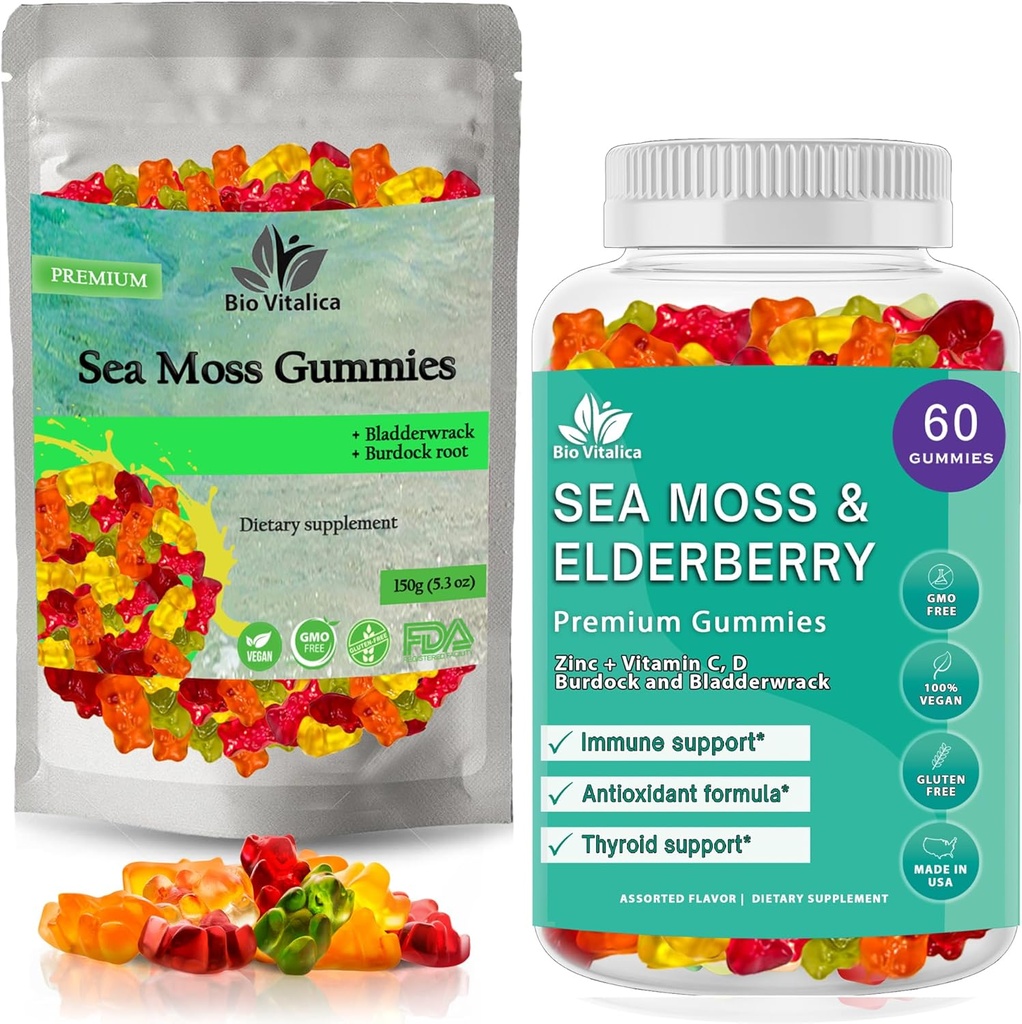 BIO VITALICA Elderberry and Irish Sea Moss Gummies (Bundle)