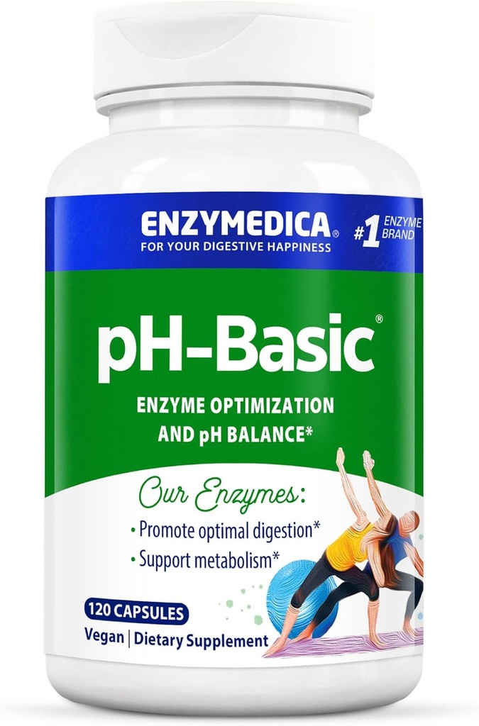 Enzymedica, pH-Basic, Includes Digestive Enzymes, Nutrients & Herbs, Supports Healthy Digestion & pH Balance, 120 Count