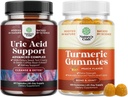 Natures Craft Bundle of Vegan Uric Acid Cleanse and Detox for Men and Women's Joints Reins and More and Turmeric Gummies for Adults Peach Flavor - Extra Strength Joint Support Gummies