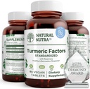 Curcumine naturelle Nutra curcumine avec supplément d'extrait de curcuminoides à 95% avec romarin pour la santé du cerveau, améliore la mémoire et améliore la concentration, améliore la digestion, 350 mg, 60 comprimés végétaliens