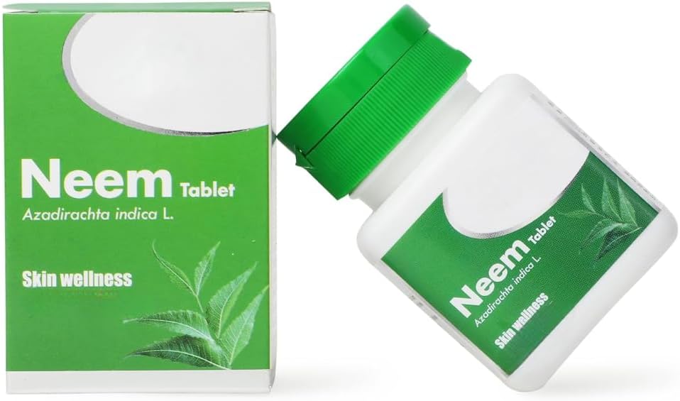 Comprimés ayurvédiques Neem, Purificateur naturel, Bien-être de la peau, -Contrôles Acné et boutons, 100% Pure & Naturel - 60 Comprimés