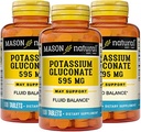 Gluconate de potassium naturel Mason 595 mg, 300 jours d'approvisionnement, 100 comprimés (paquet de 3)