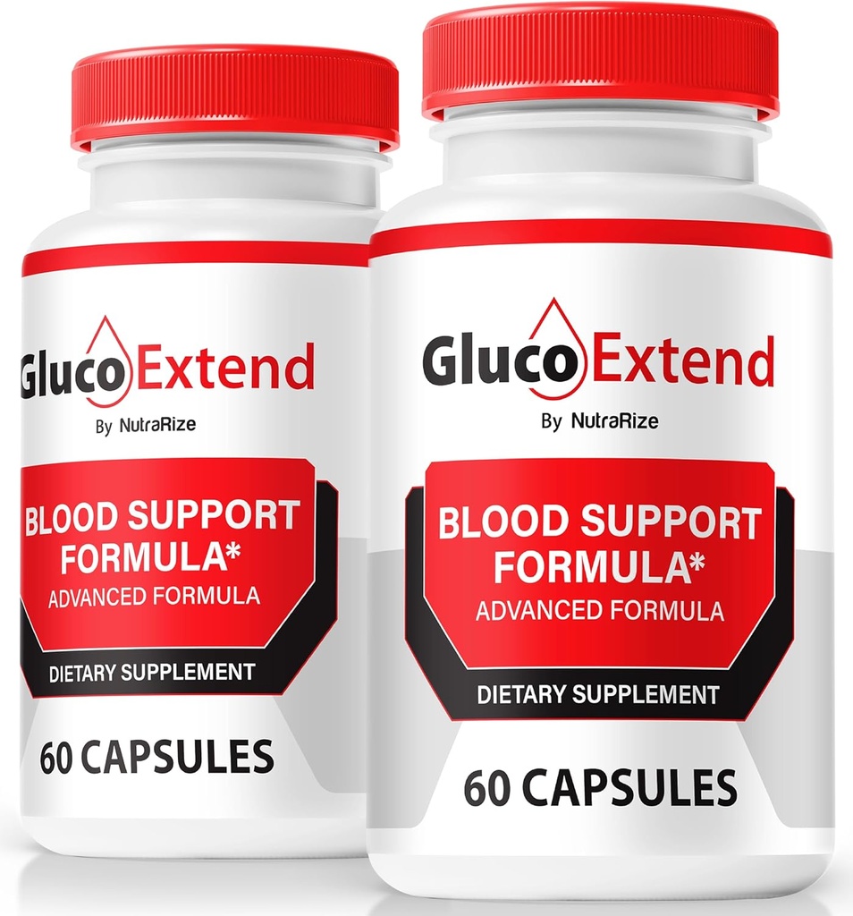 NutraRize (2 Pack) Gluco Extend Capsules, GlucoExtend Pills officiels pour soutenir l'énergie durable, Nettoyeur de vaisseaux sanguins Premium, GlucoExtend Detox Glyco Optimizer, support de circulation (120 Capsules)