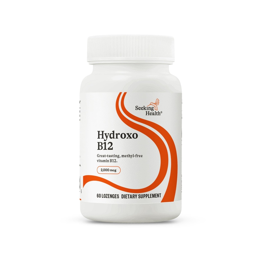 Recherche de santé Hydroxo B12 - Supplément de vitamine B pour le soutien énergétique - Supplément avec folate pour soutenir la méthylation et les niveaux d'homocystéine - 2000 mcg, 60 Lozenges