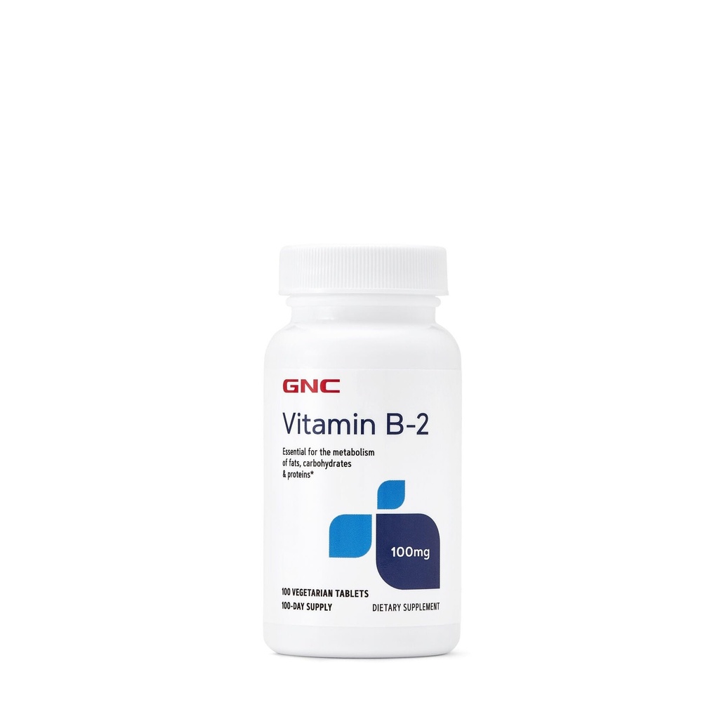 Supplément de vitamine B2 100mg GNC, essentiel au métabolisme des graisses, des glucides et des protéines, 100 portions