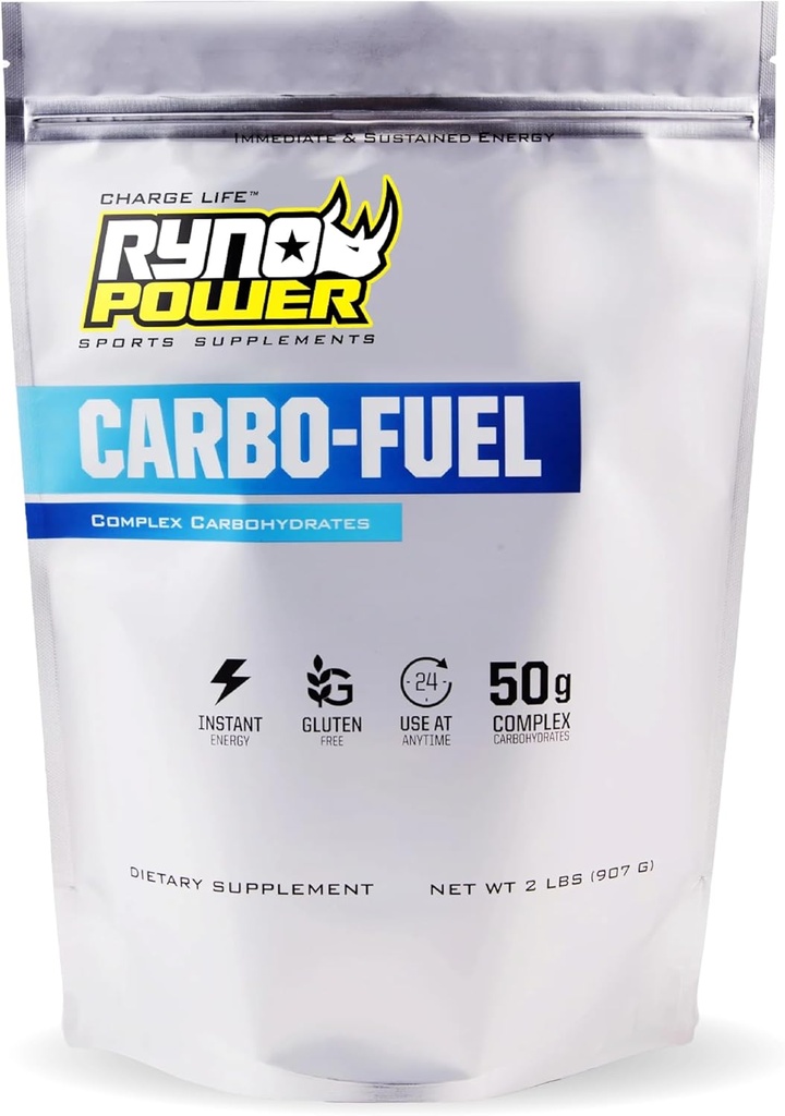 Ryno Power Carbo-Fuel Stimulant-Free Drink Mix 2lb (20 portions) - Poudre d'hydrate de carbone pur tout naturel pour la performance athlétique - Vegan et sans gluten