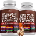 Nouveau supplément de champignons Lions d'âge avec la dinde Tail Reishi Cordyceps Chaga avec la racine Marshmallow - 120 comte