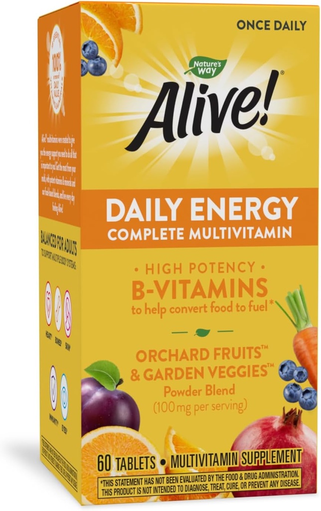 Nature’s Way Alive! Daily Energy Multivitamin 22 Vitamins and Minerals 60 Tablets