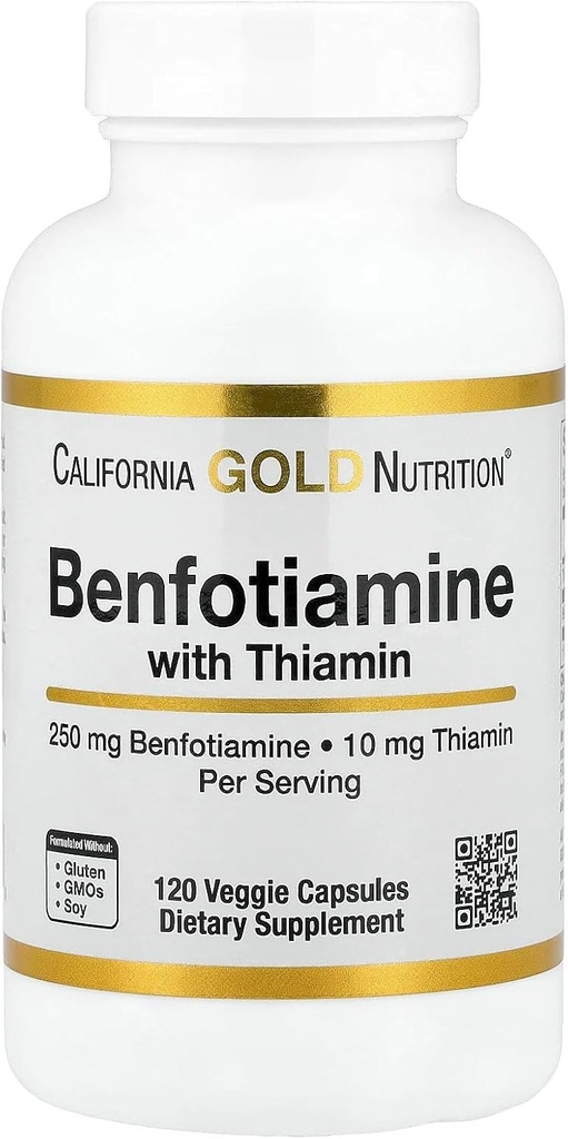 California Gold Nutrition Benfotiamine avec la Thiamine, 250 mg, 120 Capsules de Veggie