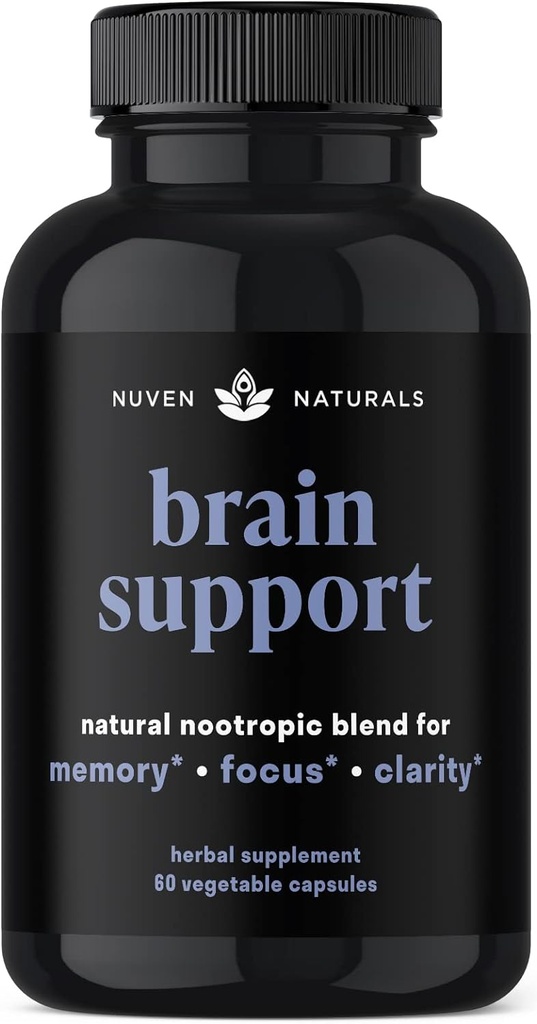 Supplément de soutien au cerveau - Mémoire naturelle et supplément de focus avec Lion, Ginkgo Biloba, Bacopa Monnieri & Ashwagandha Root - Nootropics naturels et booster cerveau