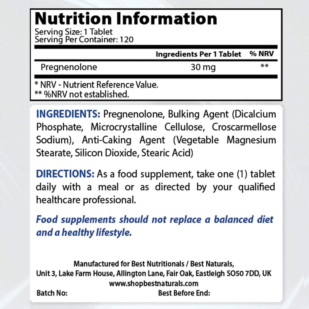 Meilleurs naturels Pregnenolone 30 Mg & COQ10 100 mg